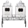 VEVOR Beverage Dispenser, 2 Pack 1.5 Gallon Drink Dispensers for Parties, Glass Juice Dispenser with Metal Stand, Stainless Steel Spigot