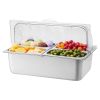 VEVOR Countertop Food Serving Display Container, 4 Pan Stainless Steel Food Serving Tray