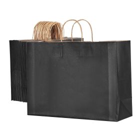 Kraft Paper Bags with Handles 50Pcs 16x6x12 in Party Shopping Retail Bag Black