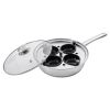 VEVOR Egg Poacher Pan, 4-Cup Poached Egg Maker, Stainless Steel Poaching Pan and Frying Skillet, with 4 Nonsitck Detachable Large Cups, Lid