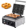 VEVOR 110V Commercial Waffle Donut Machine 6 Holes Double-Sided Heating 50-300Celsius, Electric Doughnut Maker 1550W