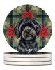 Black Havanese Christmas PoinsettIas Large Sandstone Coasters Pack of 4 Absorbent Round Coasters Decor Gifts for Men or Women, 4 in, Multicolor