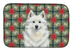 American Eskimo Christmas PoinsettIas Dish Drying Mat Absorbent Dish Drying Mat Pad for Kitchen Counter Dish Drainer Mat for Countertop, 14 x 21"