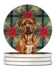 Mahogany Dogue de Bordeaux Christmas PoinsettIas Large Sandstone Coasters Pack of 4 Absorbent Round Coasters Decor Gifts for Men or Women, 4 in