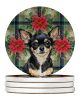 Black and Tan Chihuahua Christmas PoinsettIas Large Sandstone Coasters Pack of 4 Absorbent Round Coasters Decor Gifts for Men or Women, 4 in