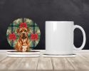 Mahogany Dogue de Bordeaux Christmas PoinsettIas Large Sandstone Coasters Pack of 4 Absorbent Round Coasters Decor Gifts for Men or Women, 4 in