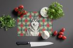 Gray and White Alaskan Malamute Christmas PoinsettIas Glass Cutting Board Decorative Tempered Glass Kitchen Cutting and Serving Board Large Size Chopp