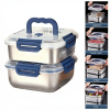 Yakimoto 2/4/6/8/10 PCS Extra-Large Stainless Steel Food Storage Containers With Blue Lids - Deep Design, Airtight Seal